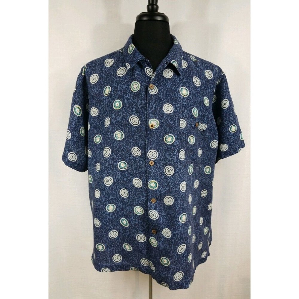 Gordon Clothing Company Mens XL Casual Dress Shirt Blue Short Sleeve Linen Blend